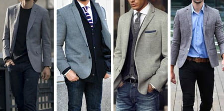 کت خاکستری و شلوار جین