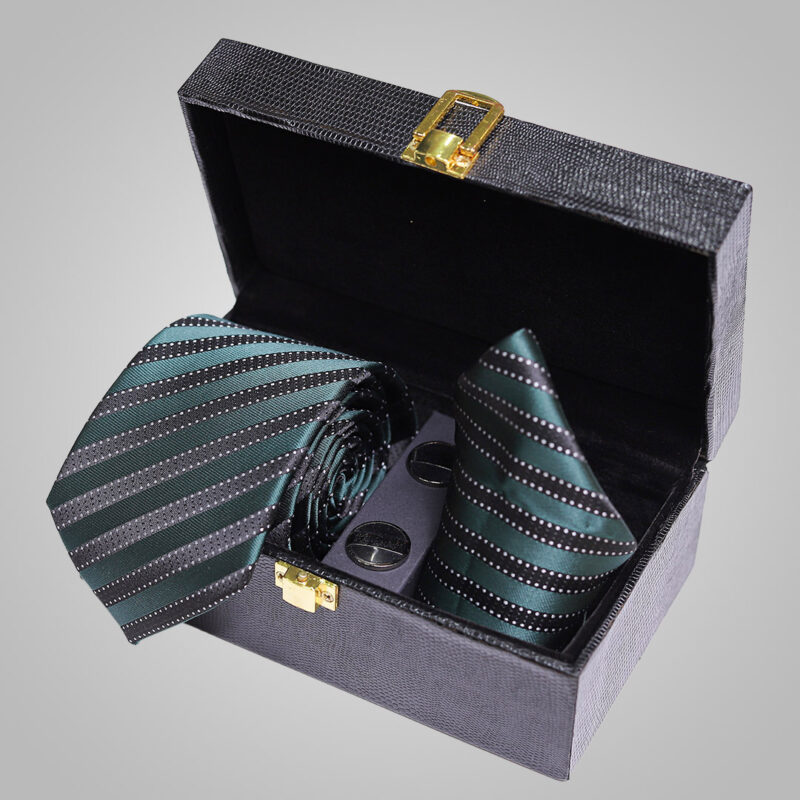 کراوات و پوشت و دکمه سردست کد 7239 با جعبه