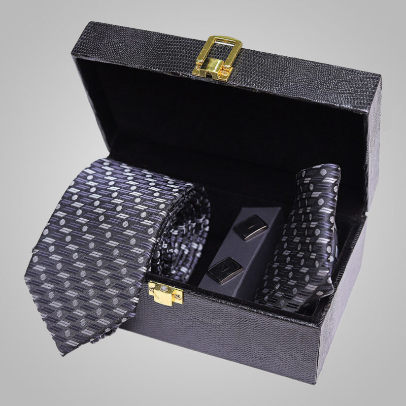 کراوات و پوشت و دکمه سردست کد 7246 با جعبه