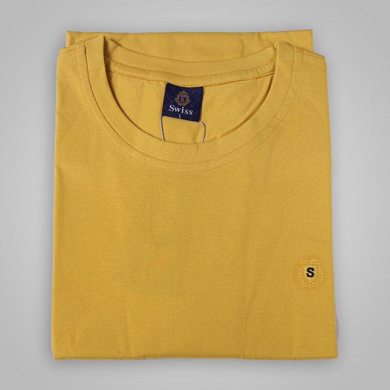 تی شرت یقه گرد رنگ طلایی کد 6205