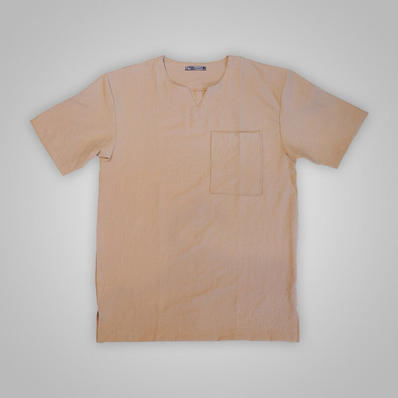 تی شرت یقه کوبایی رنگ خاکی