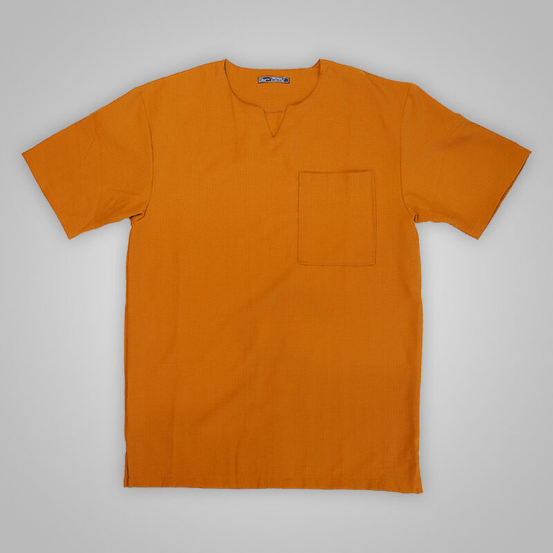 تی شرت یقه کوبایی رنگ نارنجی