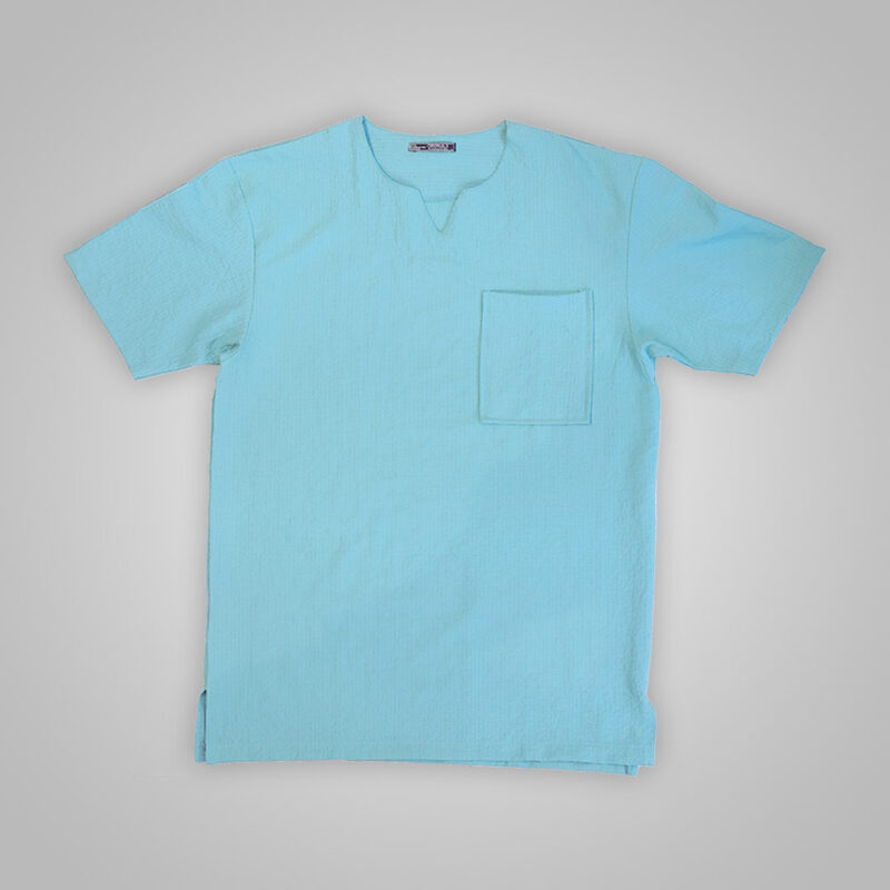تی شرت یقه کوبایی رنگ آبی روشن