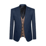 کت شلوار کمبین کج راه ژیله دورو سرمه ای روشن کد 1444 کت